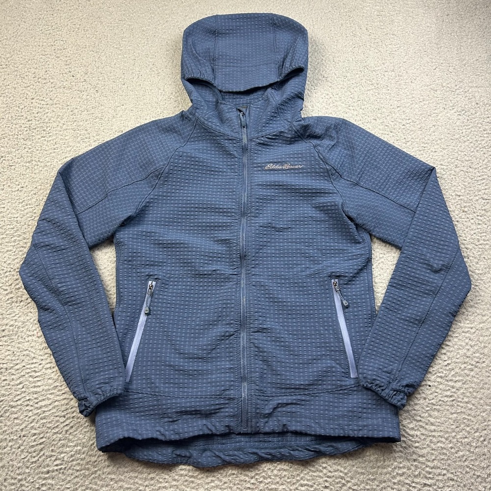 Eddie Bauer Jacket Womens Blue Off The Grid Full Zip Textured Hooded Size Medium
